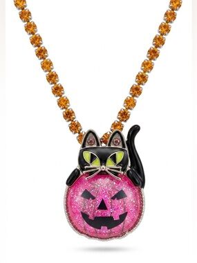 NWT Betsey Johnson Pink Pumpkin Necklace